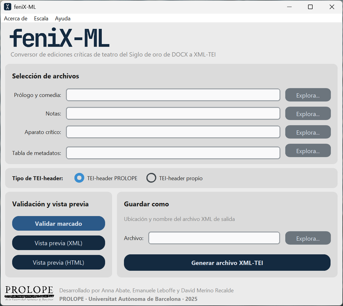 Vista de la aplicación de escritorio